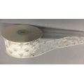 Sheer Wired Ribbon with Glitter Dots White/Silver 1.5" 25y